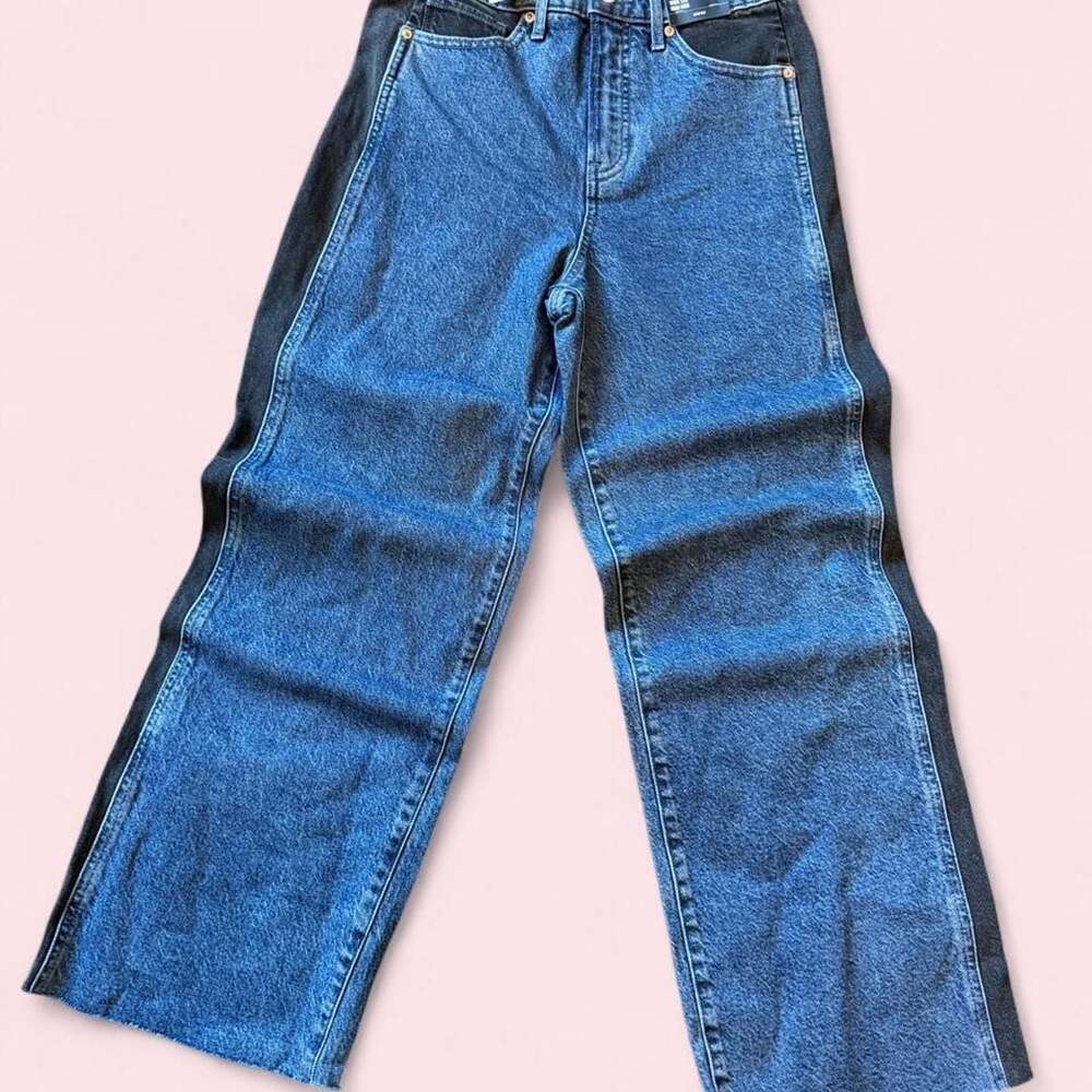 Express High Rise Wide Leg Jeans with Black Side Panels